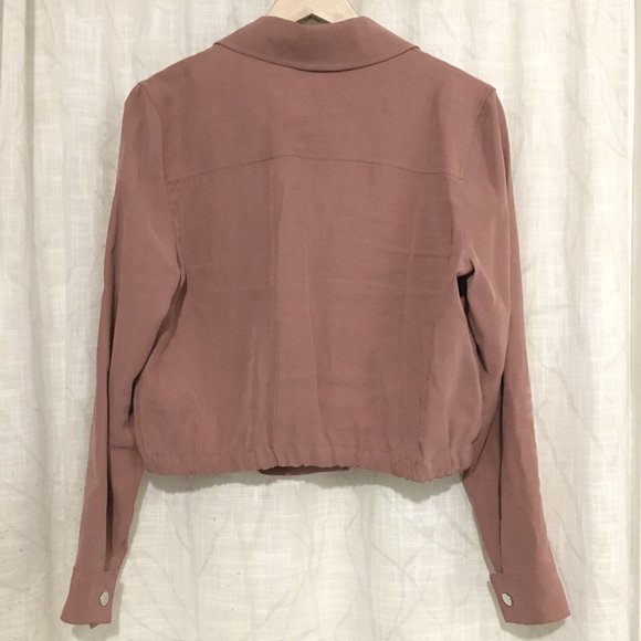 Rust Wash Cropped Retro Rayon Bomber Blazer - Picture 3 of 14